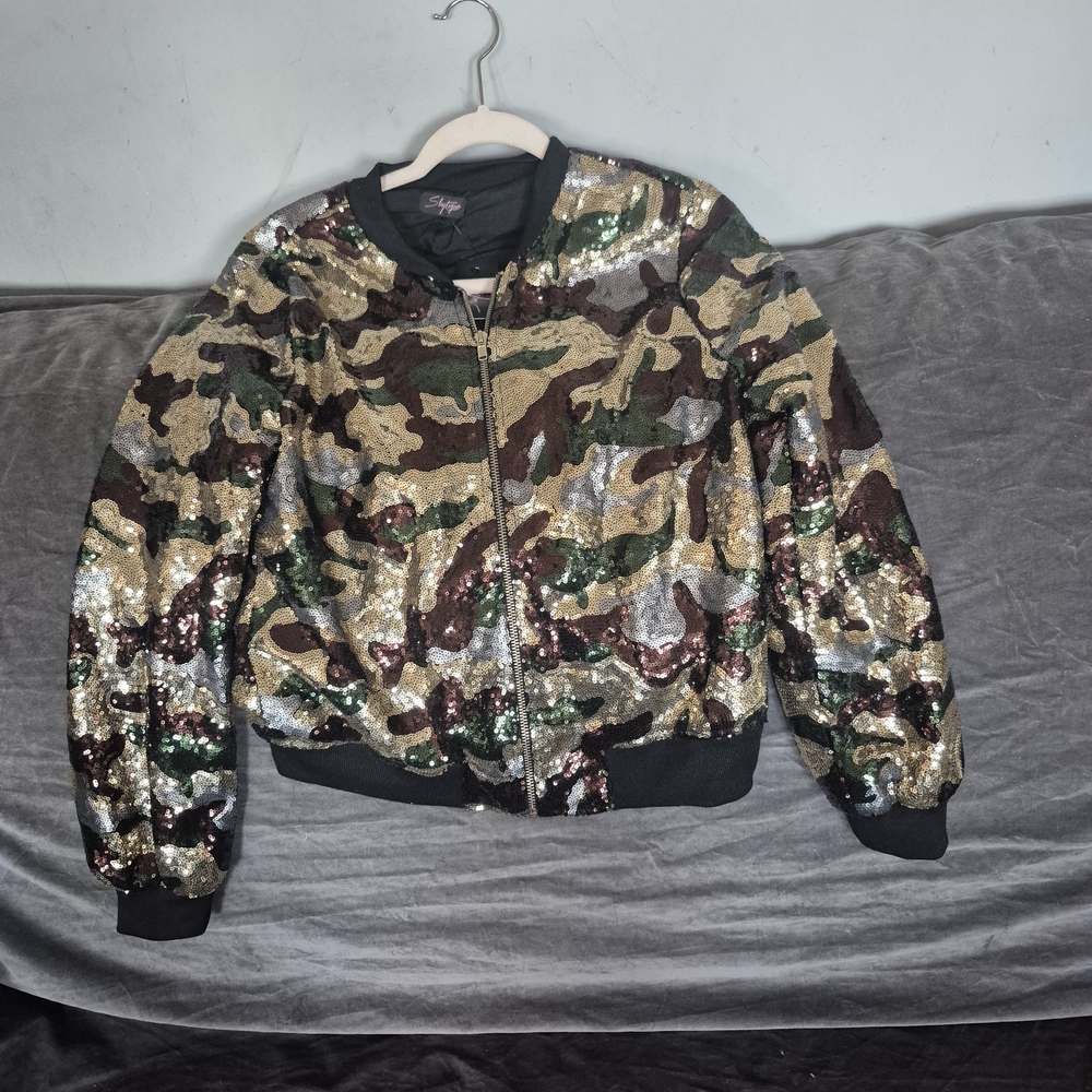 Slaytique Sequin Camo Bomber Jacket